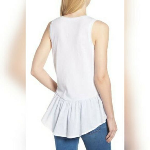 Caslon mixed media peplum top white - Picture 2 of 9